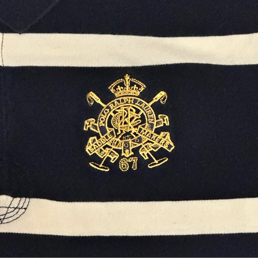 Polo by Ralph Lauren New York Rugby Saddle Makers Crest Men's Blue & White - Picture 5 of 7